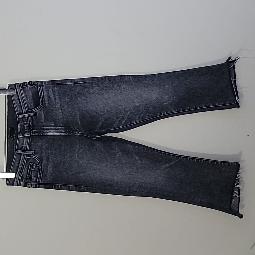 Mother The Insider Crop Step Fray in Train Stops Sz 27 Stretchy Washed Black